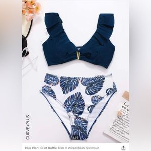 SHEIN blue ruffle bikini 0X
